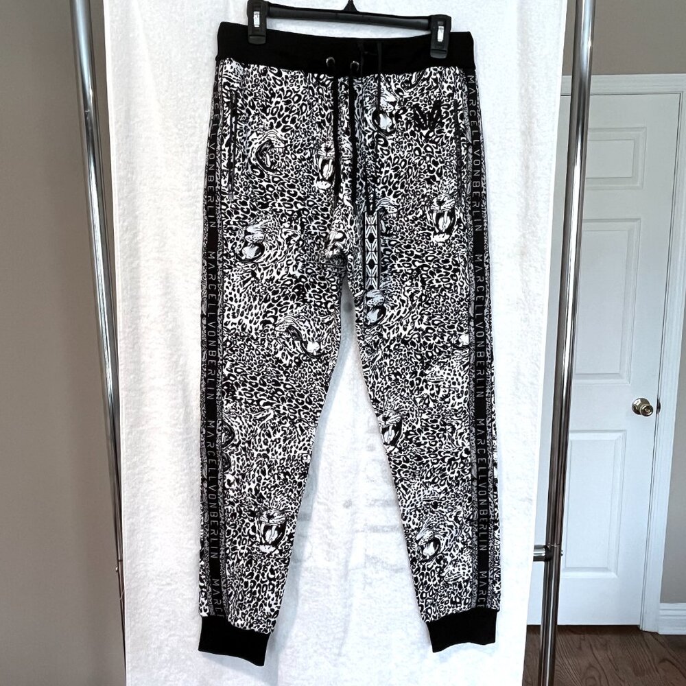 Marcell Von Berlin, Black & White Leopard Print Jogger, US Size Medium, NWT